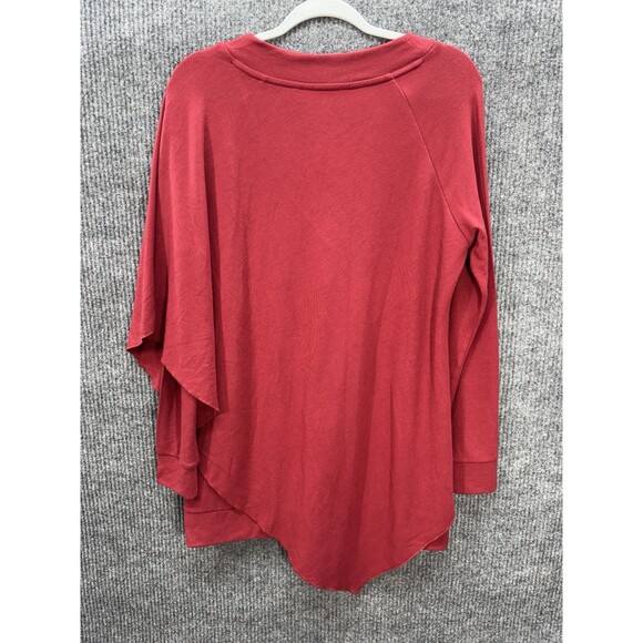 Soft Surroundings Madeline Tunic Sz Medium Moroccan Red Asymmetrical Long Sleeve - Picture 4 of 9